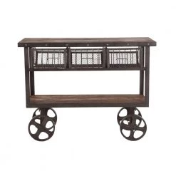 World Interiors Accents Paxton Rustic Industrial Rolling Utility Cart