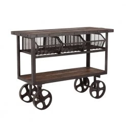 World Interiors Accents Paxton Rustic Industrial Rolling Utility Cart