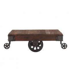 World Interiors Paxton Farmhouse Industrial Rolling Coffee Table