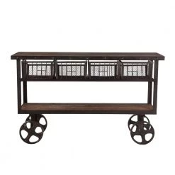 World Interiors Paxton Rustic Industrial Rolling Utility Cart Accents