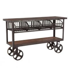 World Interiors Paxton Rustic Industrial Rolling Utility Cart Accents