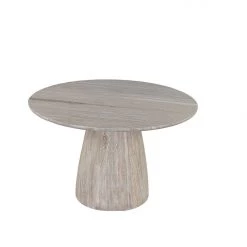 World Interiors Palm Desert Natural Dining Marble Table With Washed Wood Base