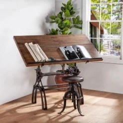 World Interiors Desks & Shelving Clementine Industrial Drafting Desk