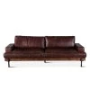 World Interiors Chiavari Industrial Geisha Brown Leather Sofa Living Room
