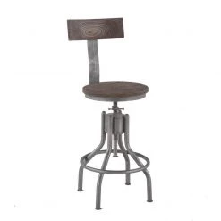World Interiors Artezia Adjustable Height Teak Wood Barstool