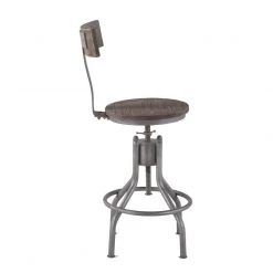 World Interiors Artezia Adjustable Height Teak Wood Barstool