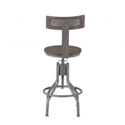 World Interiors Artezia Adjustable Height Teak Wood Barstool