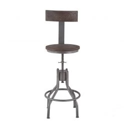 World Interiors Artezia Adjustable Height Teak Wood Barstool