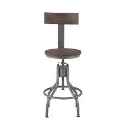 World Interiors Artezia Adjustable Height Teak Wood Barstool