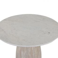 World Interiors Palm Desert Natural Dining Marble Table With Washed Wood Base